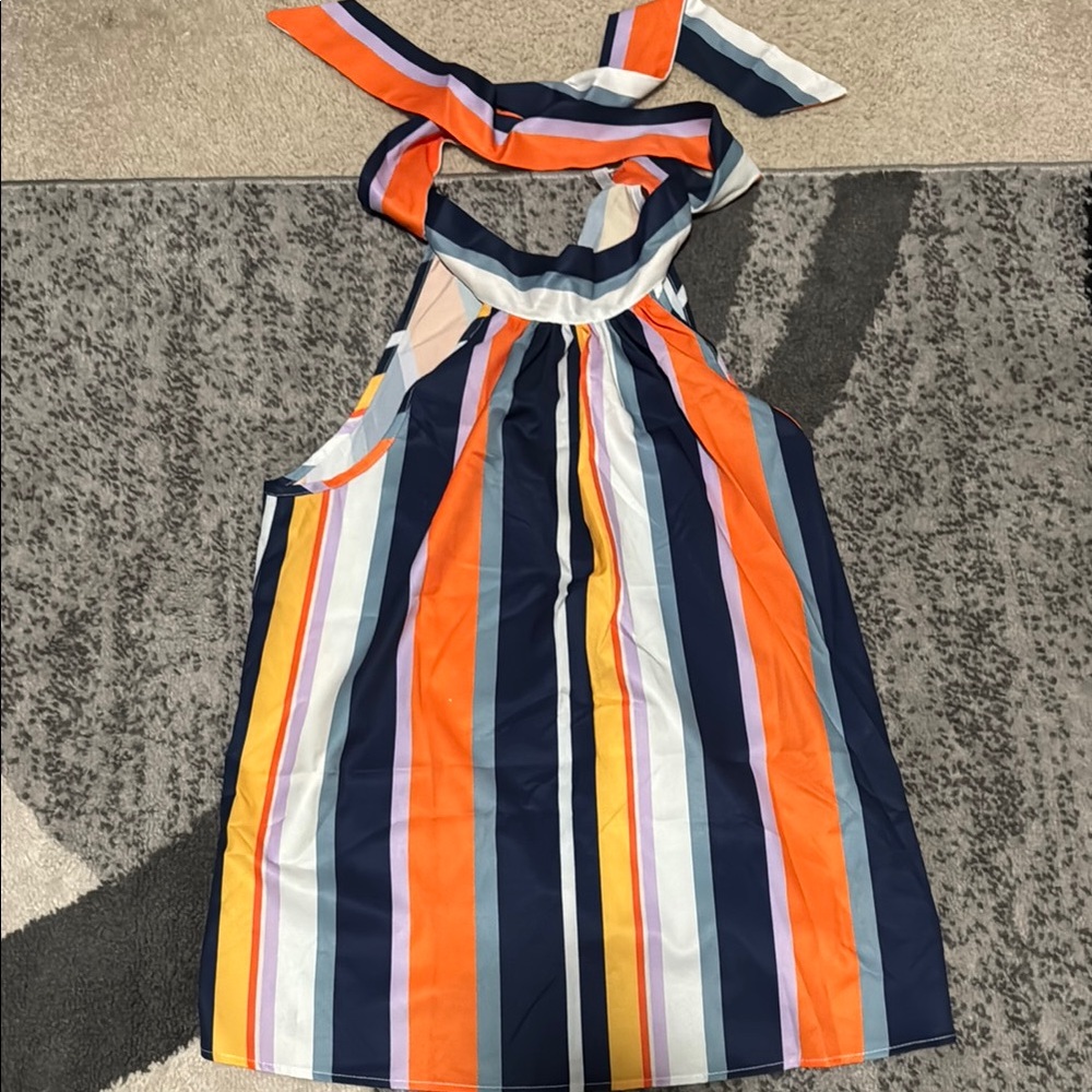 Colorful Striped Halter Dress